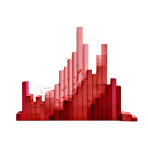 Icon showing stock chart build of out blocks collapsing